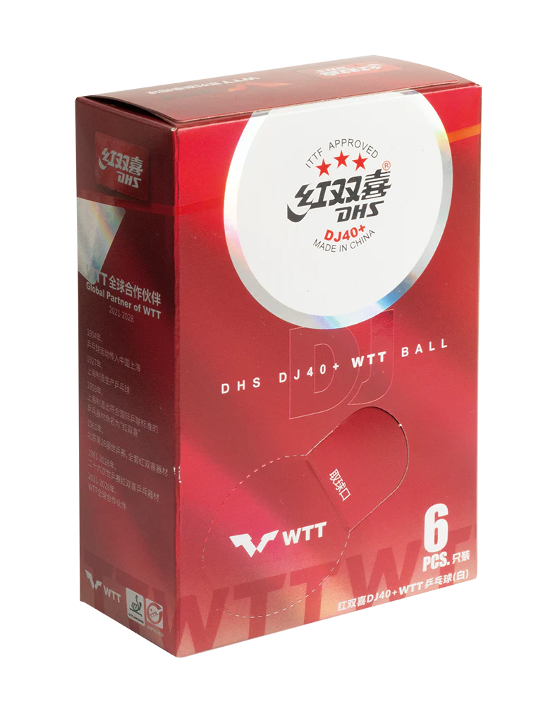 DHS Tischtennisball DJ40 WTT Weiß (6 Pack) DXAR002-1/DXAV001-2 - Image 2