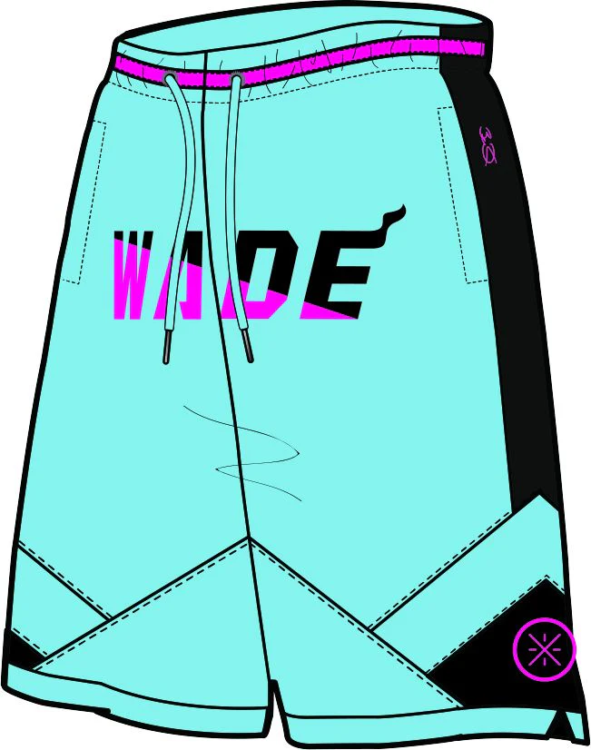 Unisex Basketball-Short "Wade-Style" Hellblau-Pink - AAPT051-8
