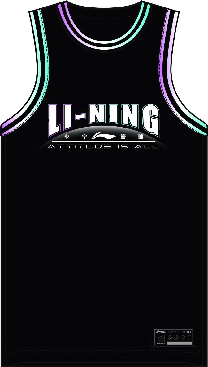 Unisex Basketball Wettkampf-Dress "Li-Ning Team" (Set aus Tank und Shorts) Schwarz - AATT013-6 - Image 2
