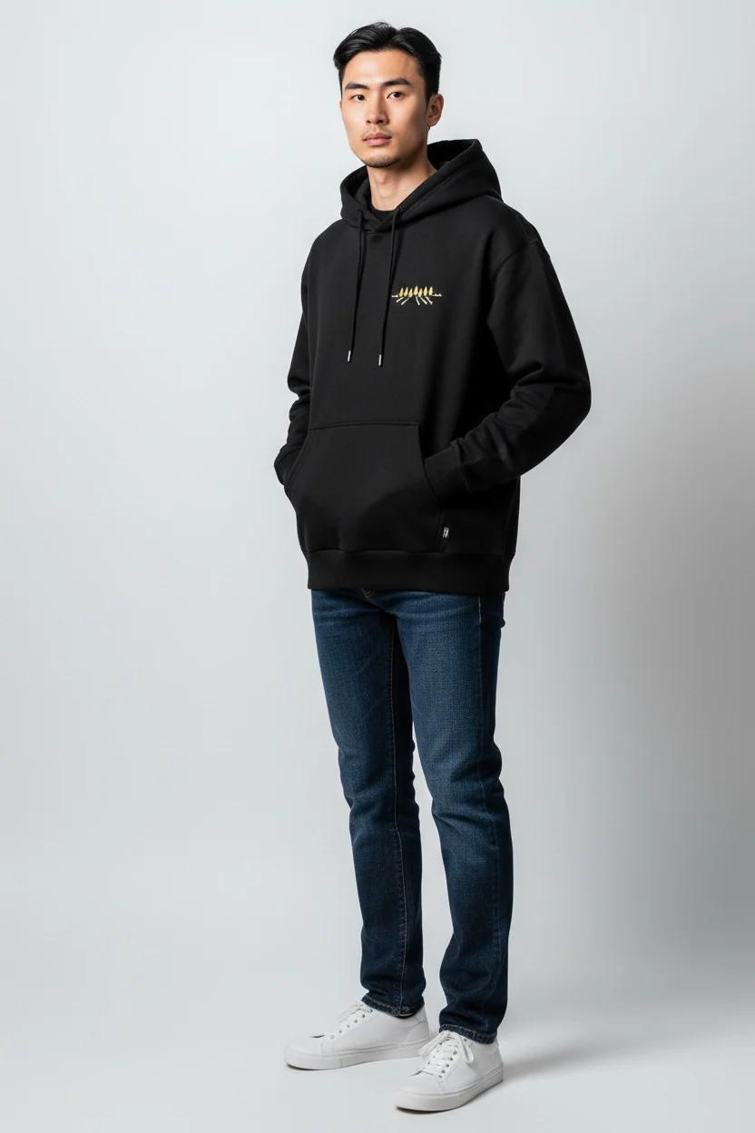 Unisex Skateboard Casual Hoody "LN FIRE" schwarz - AWDT953-1 - Image 2